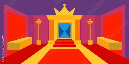 Red carpet entrance to a gala event with stairs, symbolizing success and luxury