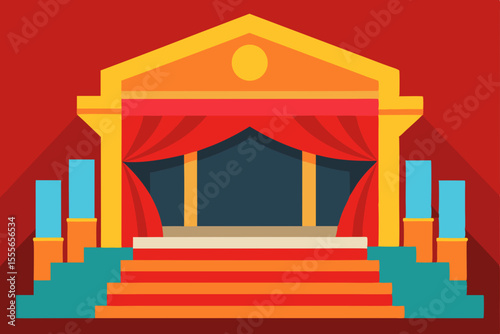 Circus tent vector art illustration, a festive and iconic building design symbol