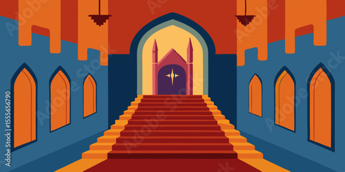 Ancient stone arches of an old European church or mosque entrance, a historic and religious architectural marvel