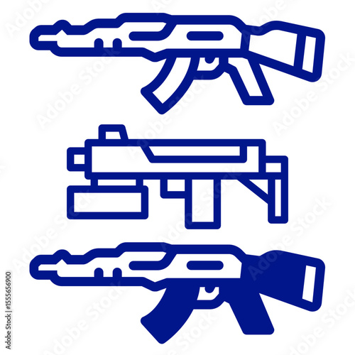 vector illustration set of images of firearms