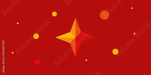 Red and Gold Abstract Star Design Geometric Shapes and Festive Colors