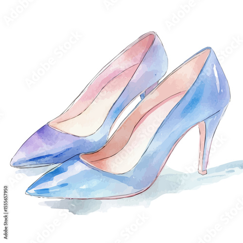 Court Shoes, watercolor clipart vector, isolated on a white background.