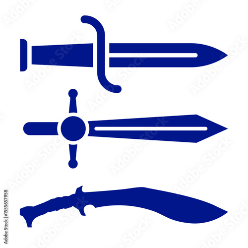 vector illustration set of images of sharp weapons