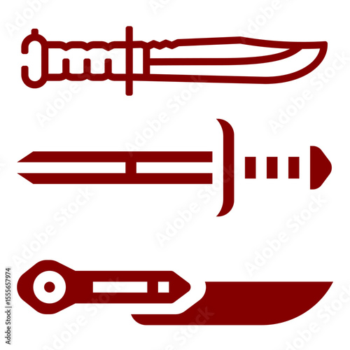 vector illustration set of images of sharp weapons