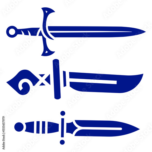 vector illustration set of images of sharp weapons