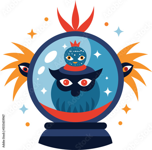 Magical Crystal Ball with Cute Creatures