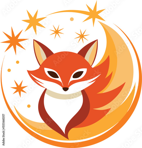 Cute Fox Surrounded by Stars
