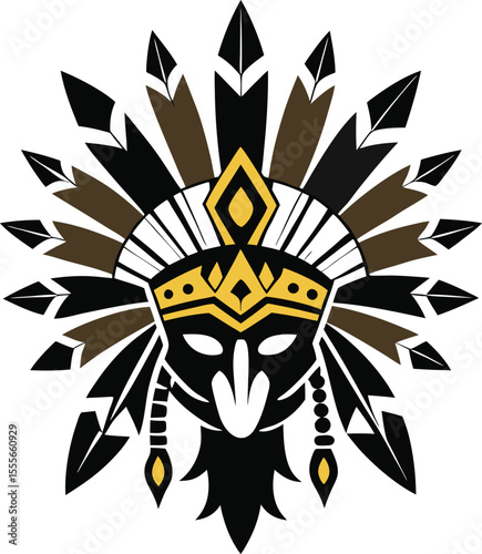 Tribal Crown with Feathers Vector
