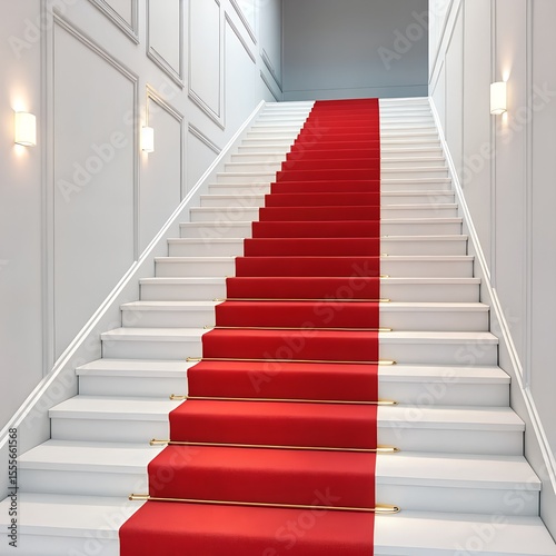 Red Carpet Leading Up Grand Staircase