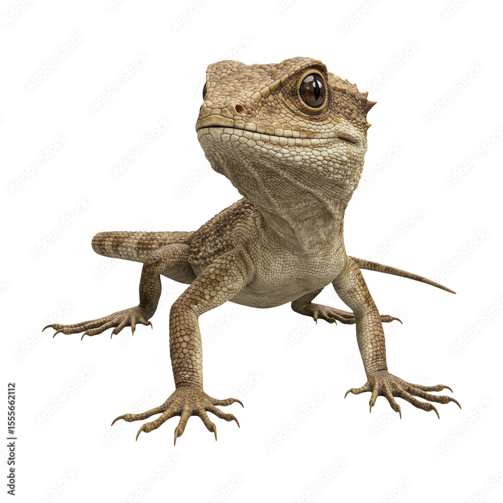 Naklejka premium Realistic Lizard – Standing Pose – Wild Reptile Animal Clipart PNG