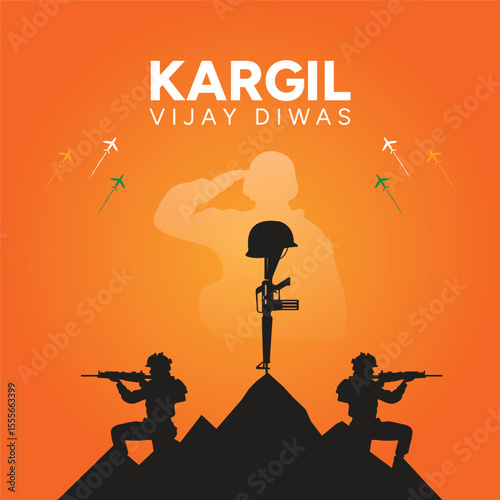 26 july kargil vijay diwas soldier silhouette illustration