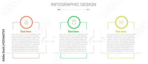 Vector Infographic label design template with icons and 3 options connections or steps. Can be used  presentations, workflow layout,  info.