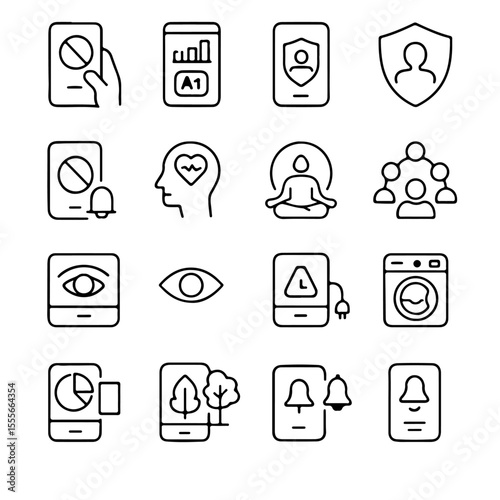 Showcasing a collection of versatile digital icons that represent the intersection of technology and lifestyle, offering a glimpse into the modern digital landscape.
