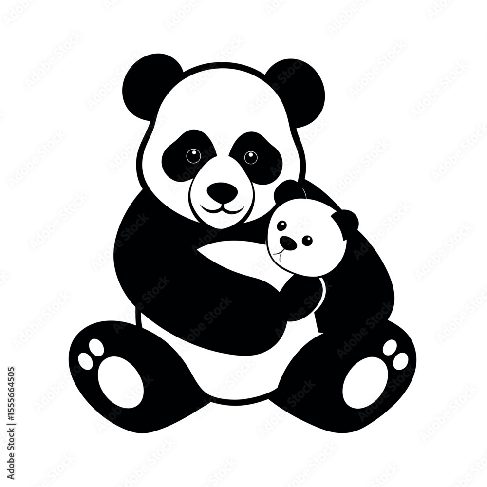 Fototapeta premium Baby Panda with Teddy Bear