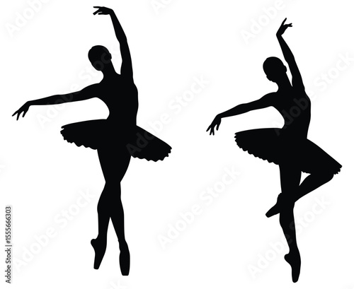 Elegant Ballerina Silhouettes Set in Classic Dance Poses