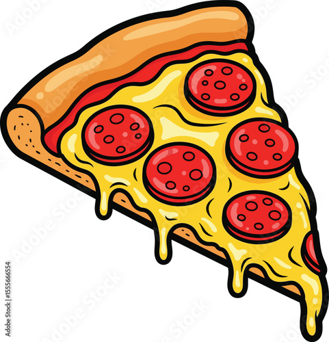 Appetizing pepperoni pizza slice, showcasing gooey cheese and a crispy crust, truly inviting.