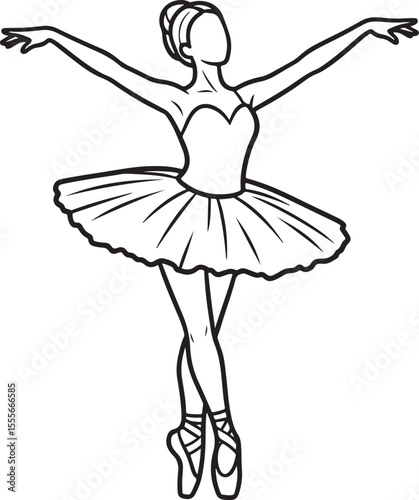 Art of ballet is captured through static visual representations, emphasizing the aesthetic appeal of the dancer's posture and lines