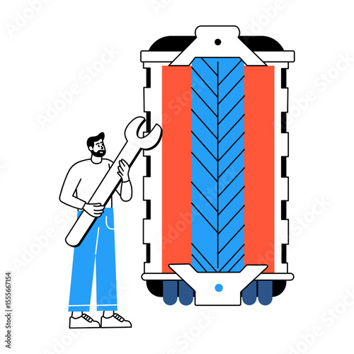 A drawing style illustration of heater repairing
