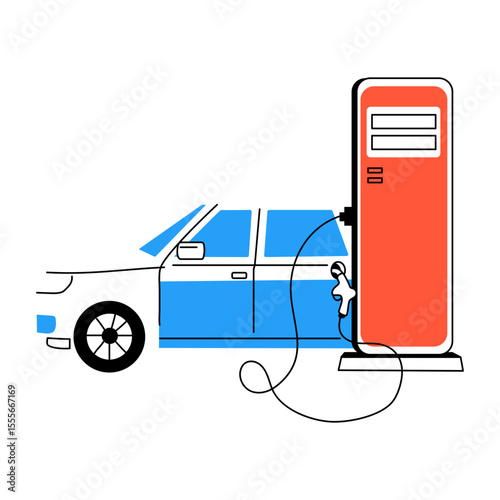 A hand drawn style illustration of petrol filling
