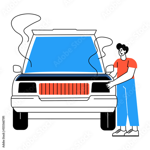 A sketchy style illustration of car busting
