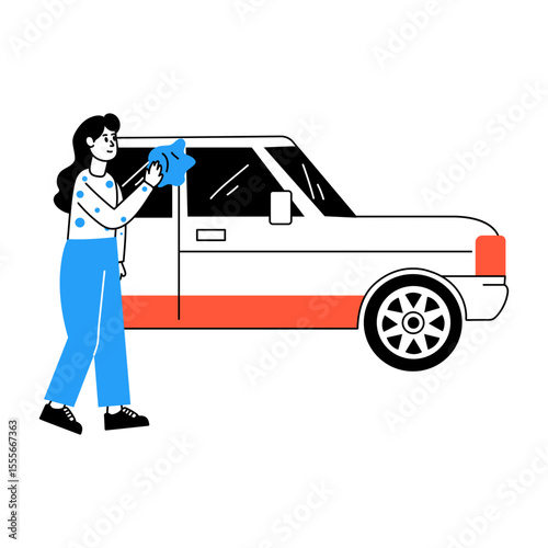 A sketchy style illustration showing car wash
