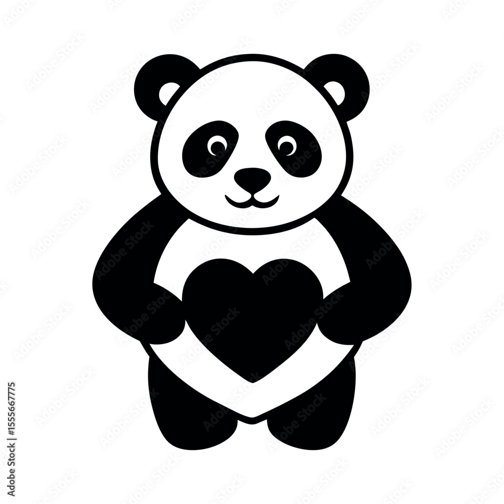 Naklejka premium Panda Valentine Heart Art