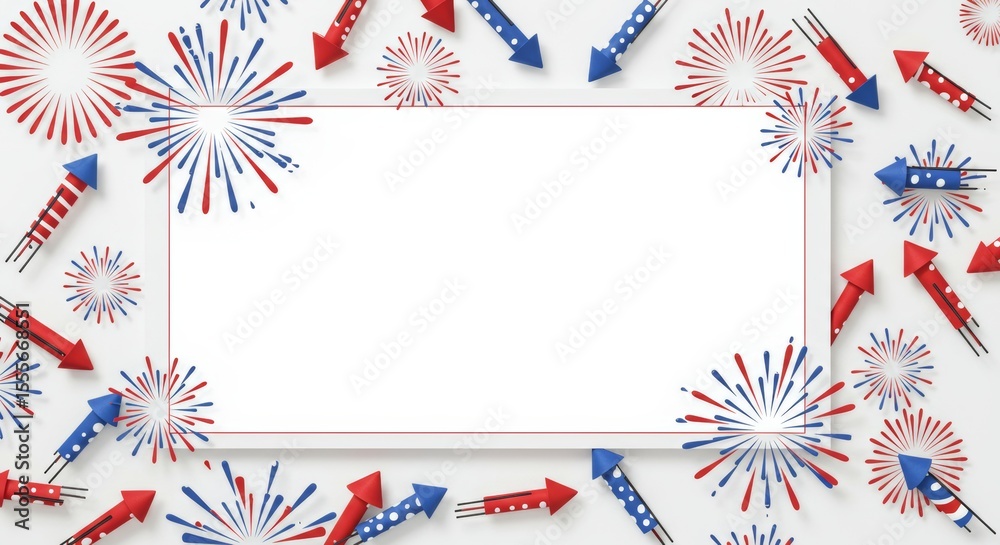 Obraz premium Minimalist Banner with Firework Decorations