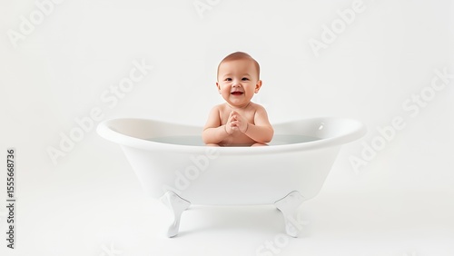 little girl taking a bath