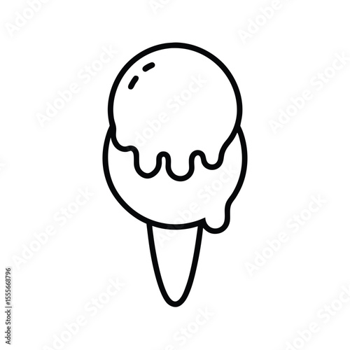 Delicious triple scoop ice cream cone with realistic dripping effect perfect for summer treats and dessert designs