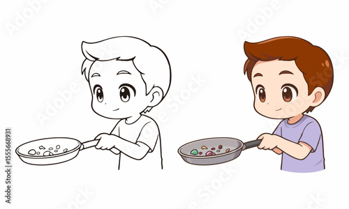 man cooking gourmet meal coloring page for kids