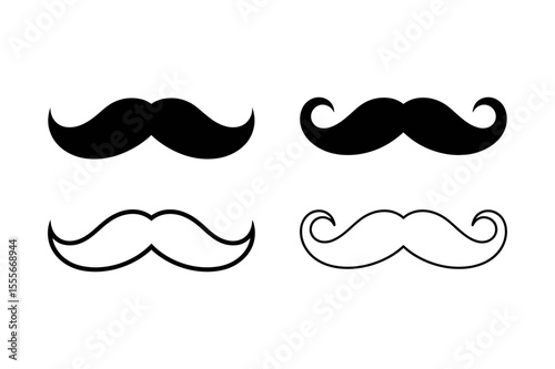 Four different mustache designs in black and white
