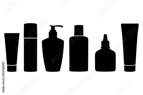 Silhouette of assorted cosmetic product containers