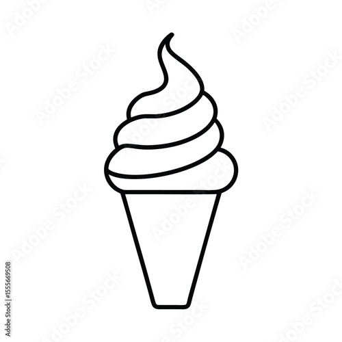 Classic soft serve ice cream cone with swirled frozen dessert on a clean white background a delightful summer treat illustration