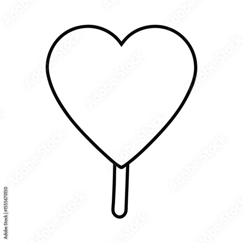 A vibrant stylized heart shaped popsicle illustration with a refreshing red color presented on a clean white background perfect for summer themes