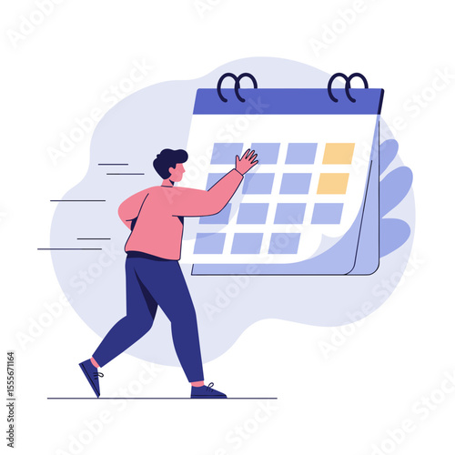 Man running toward large calendar deadline illustration