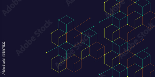 Isometric Blockchain Network Background Vector on Transparent Background