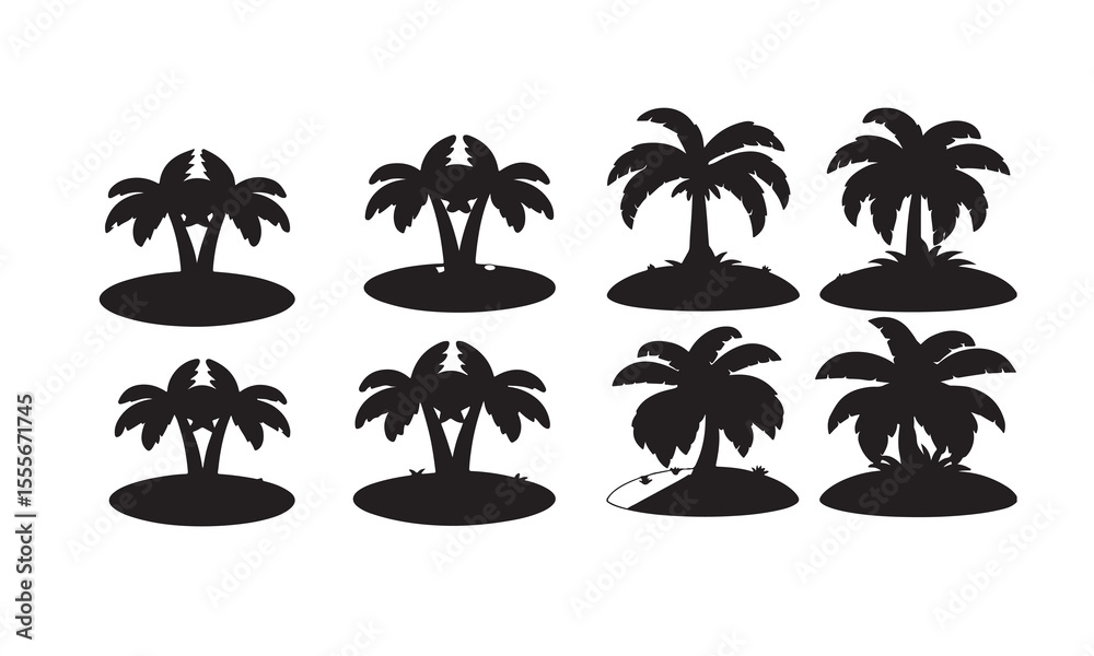 Fototapeta premium Plam tree image silhouette vector art and illustration