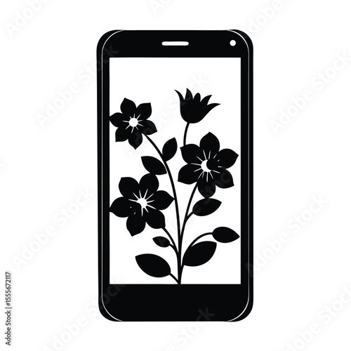 smartphone with flowers