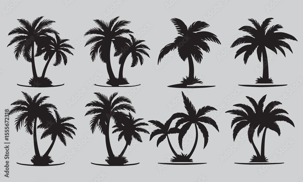 Fototapeta premium Plam tree image silhouette vector art and illustration