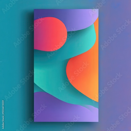 A Vibrant Abstract Design Featuring Curves and Colorful Shapes Blending Seamlessly in a Modern Digital Composition
