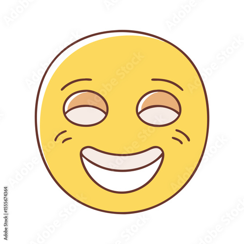 Joyful yellow emoji with closed eyes and wide open mouth