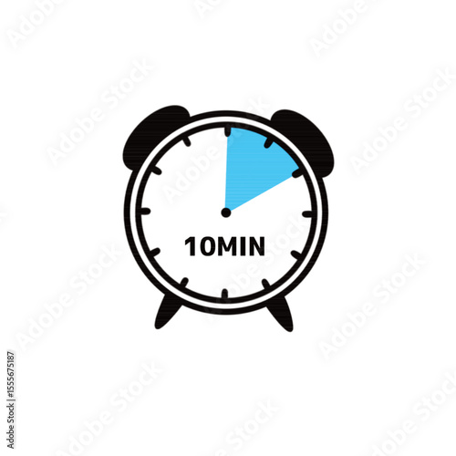 Minimalist 10 Minute Timer Icon Vector – Countdown Clock Symbol for Time Management and Productivity