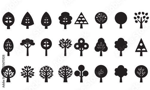 Various tree vectors. Forest and nature concept.