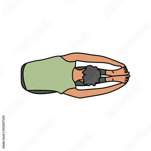 Cute cartoon of a man with paschimottanasana pose. Vector cartoon of a man doing yoga