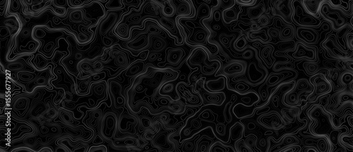 Seamless pattern inspired by physical geography and terrain relief. Abstract black and white topographic map illustration in vector style.