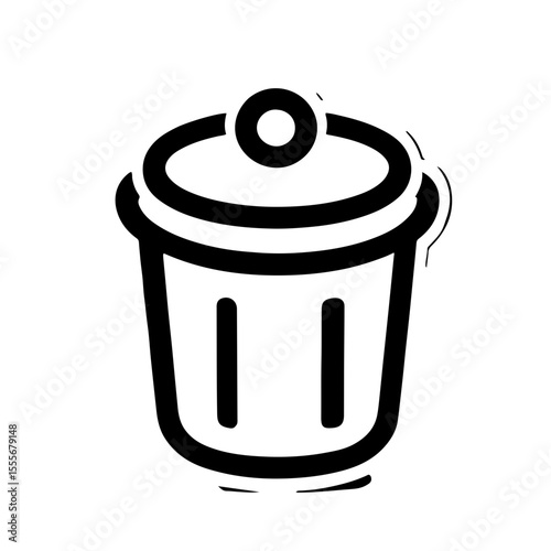 Trash Can or Recycle Bin Icon. A versatile black vector icon of a trash can or waste bin, suitable for concepts related to garbage, recycling, deletion, waste management, and environmental care