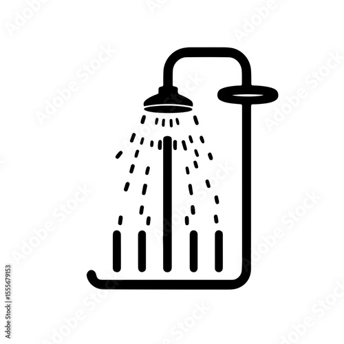 shower head with water drops. This simple yet effective graphic is perfect for concepts related to bathing, hygiene, bathroom, cleanliness, wellness, and personal care