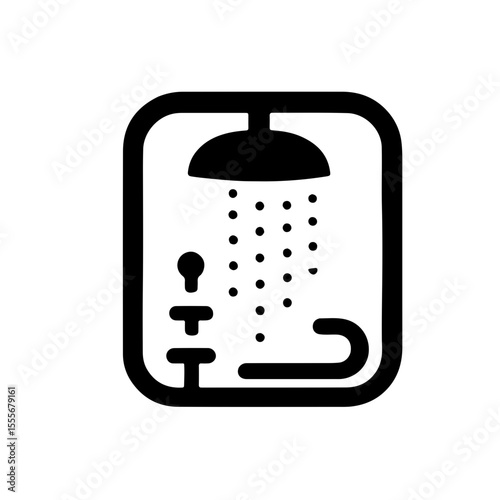 Shower Head with Water Droplets Icon. Ideal for web icons, mobile applications, infographics, and various design projects