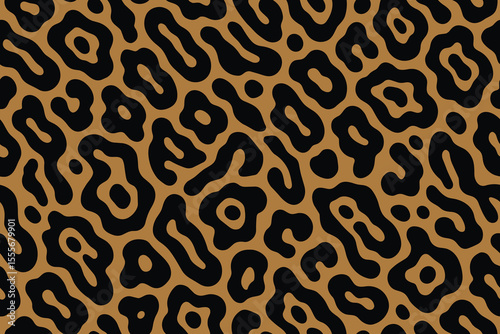 Seamless Margay Pattern with Elongated Organic Black Spots