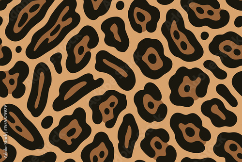 Seamless Margay Print with Elongated Brown-Centered Spots